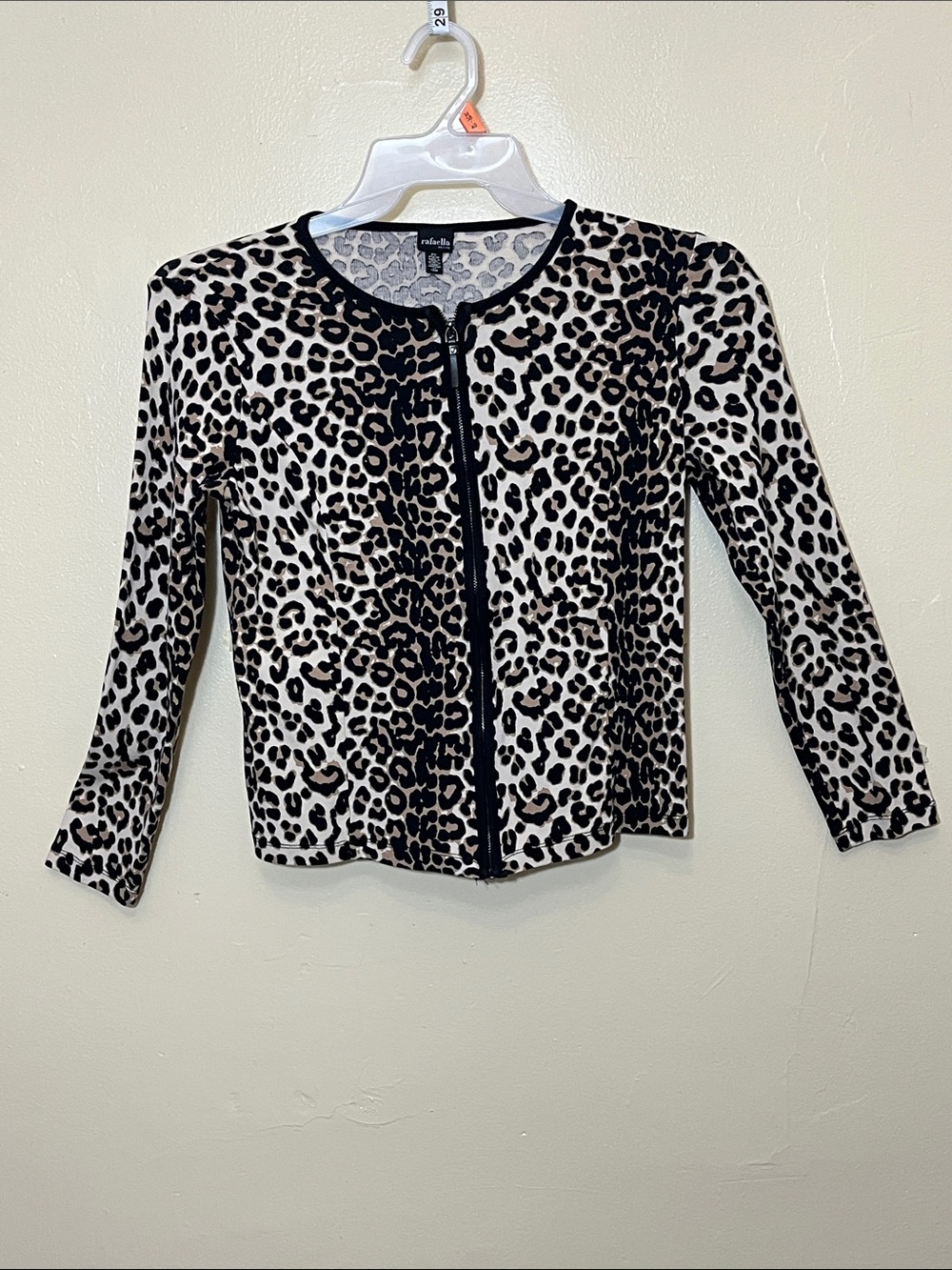 Rafaella Black and White Leopard-Print Zip Jacket